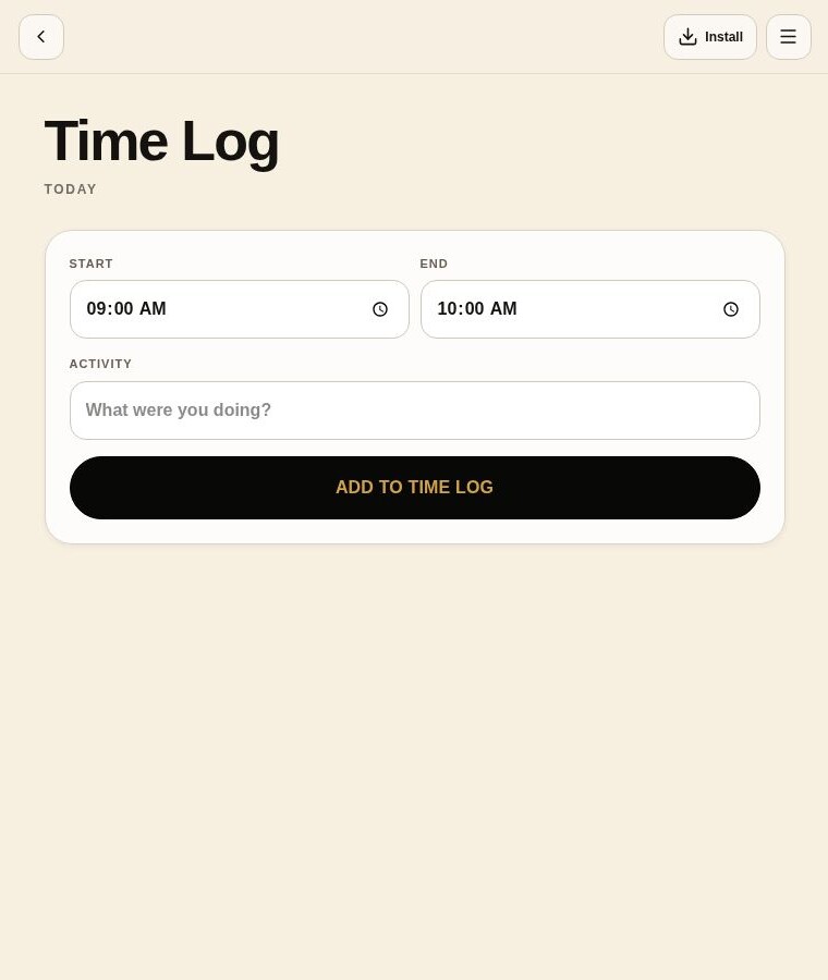 100 Days: Use the built-in daily time tracker