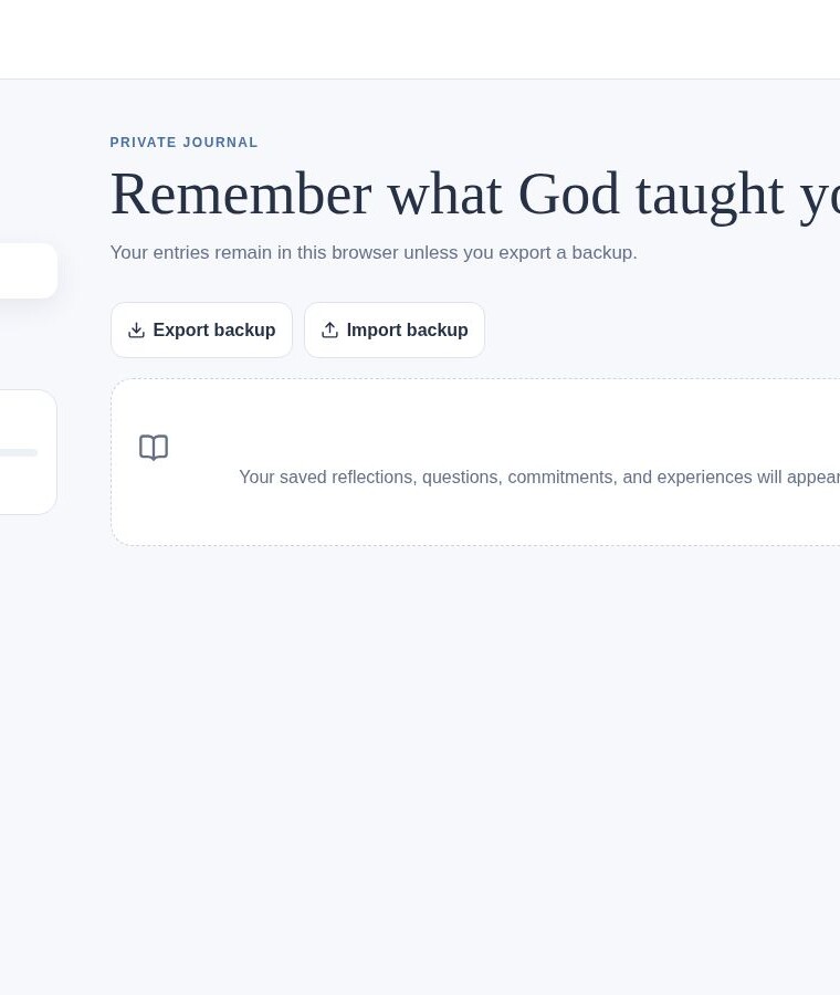 Covenant Journey: Preserve personal impressions