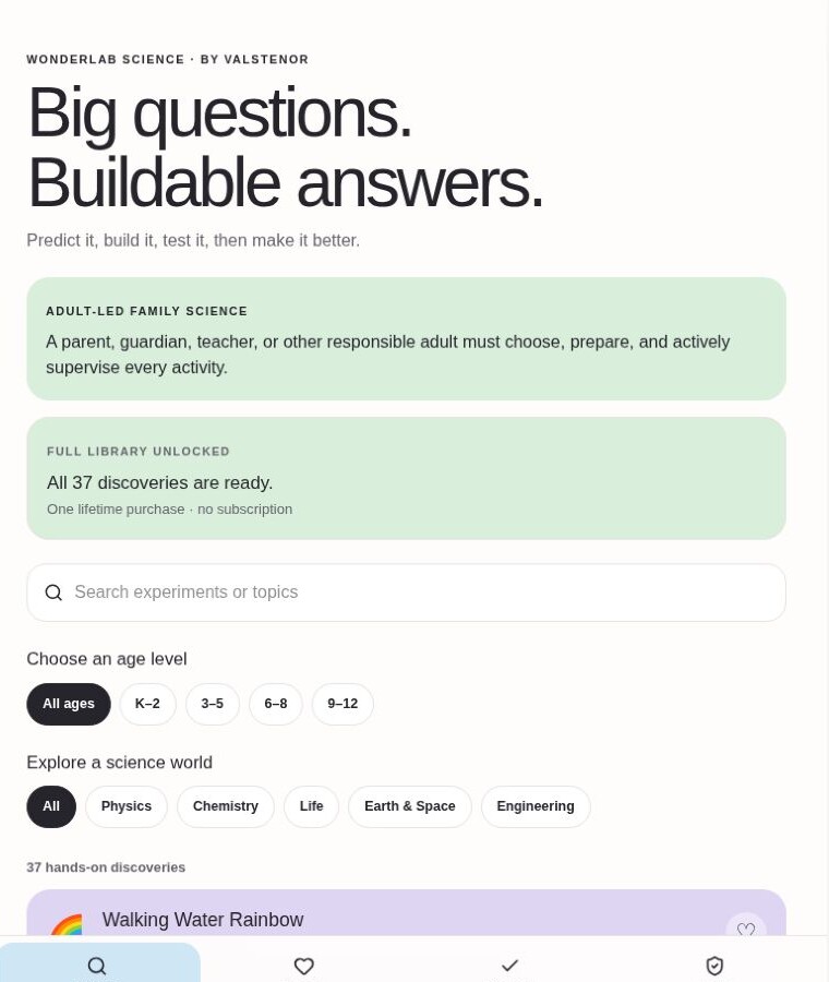 WonderLab Science: Browse the complete experiment library