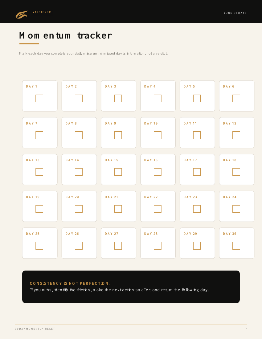 The 30-Day Momentum Reset sample page 3