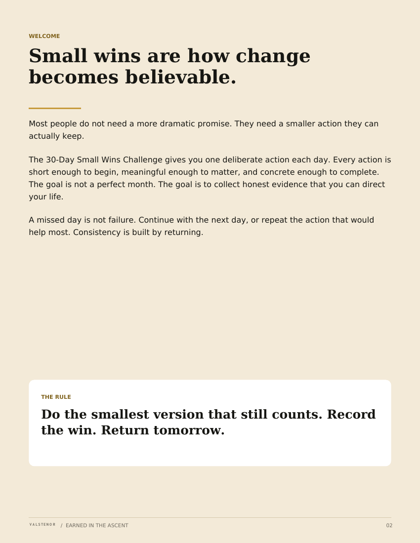 The 30-Day Small Wins Challenge sample page 1